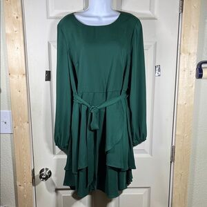 Chic Long Sleeve Green Dress